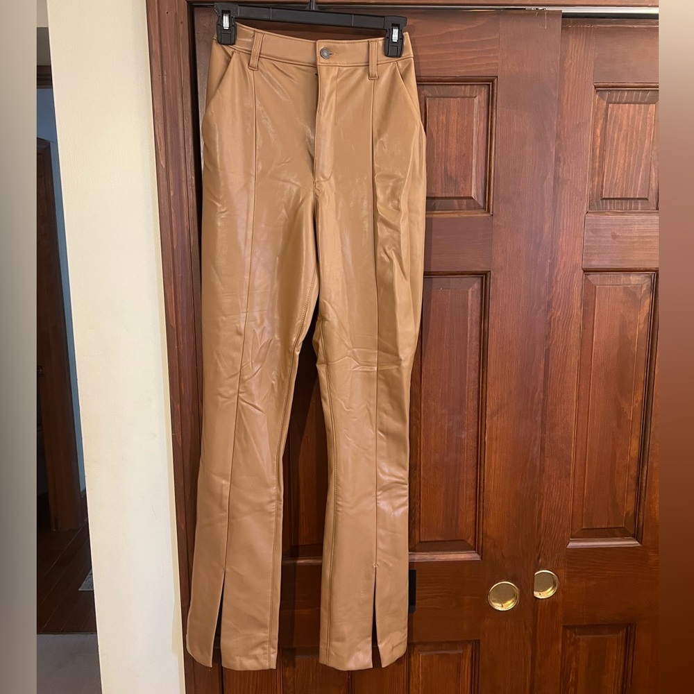Tan leather A&F pants